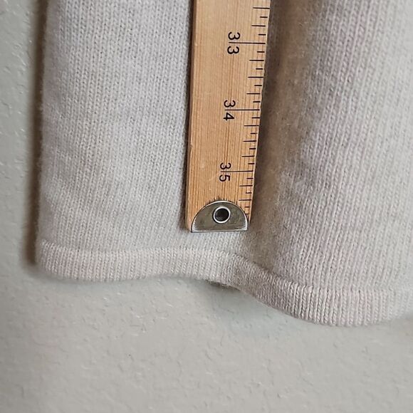 Theory Ivory Heather Rib Waist Wool Cashmere Long Sleeve Dress Large - Picture 9 of 10